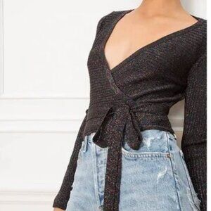 By the Way sparkle crop wrap sweater size S
